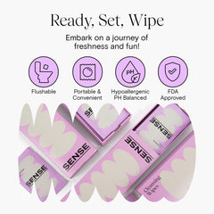 Sense Cleansing Wipes travel pack showcasing compact design for quick cleansing anywhere