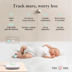 Sense-U base station setup enables remote viewing of baby's sleep data.