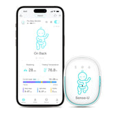 Sense-U Pro baby breathing monitor clip-on for quick one-handed diaper attachment.