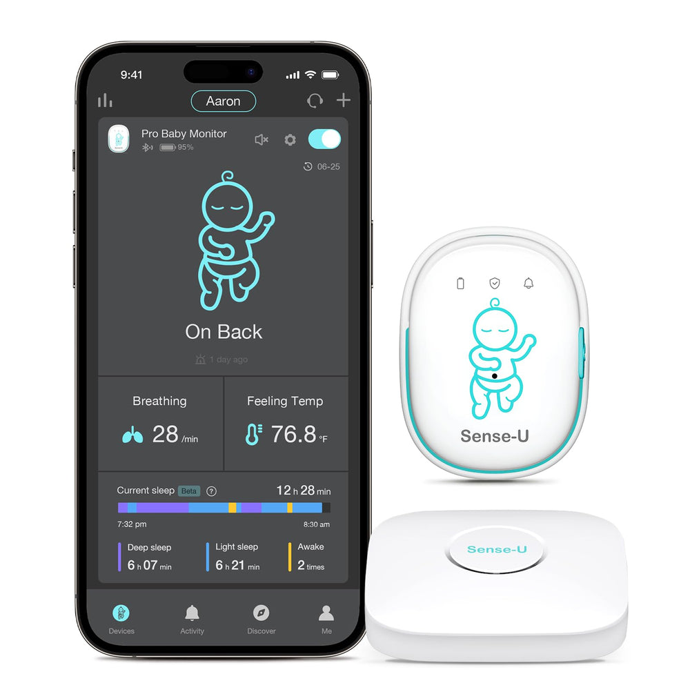 Sense-U Pro base station displays real-time sleep alerts for quick caregiver updates.
