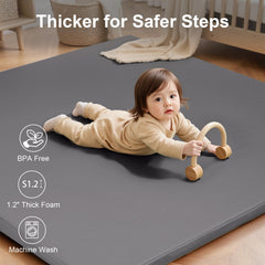 SEPARO 50x50 grey mat with non-slip bottom ensures stable crawls