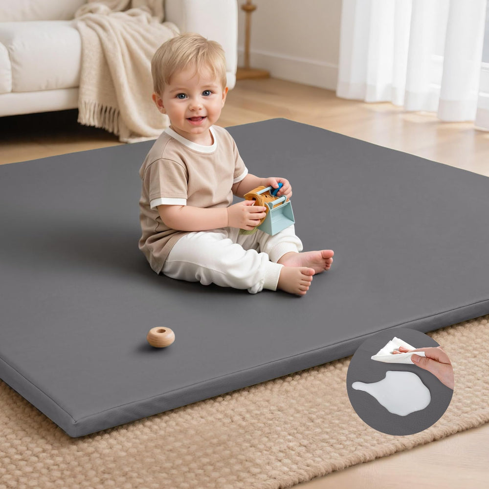SEPARO baby play mat with vegan leather surface for easy wipe-clean maintenance