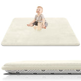 SEPARO thick baby play mat on floor offers roomy 50x50 play space.