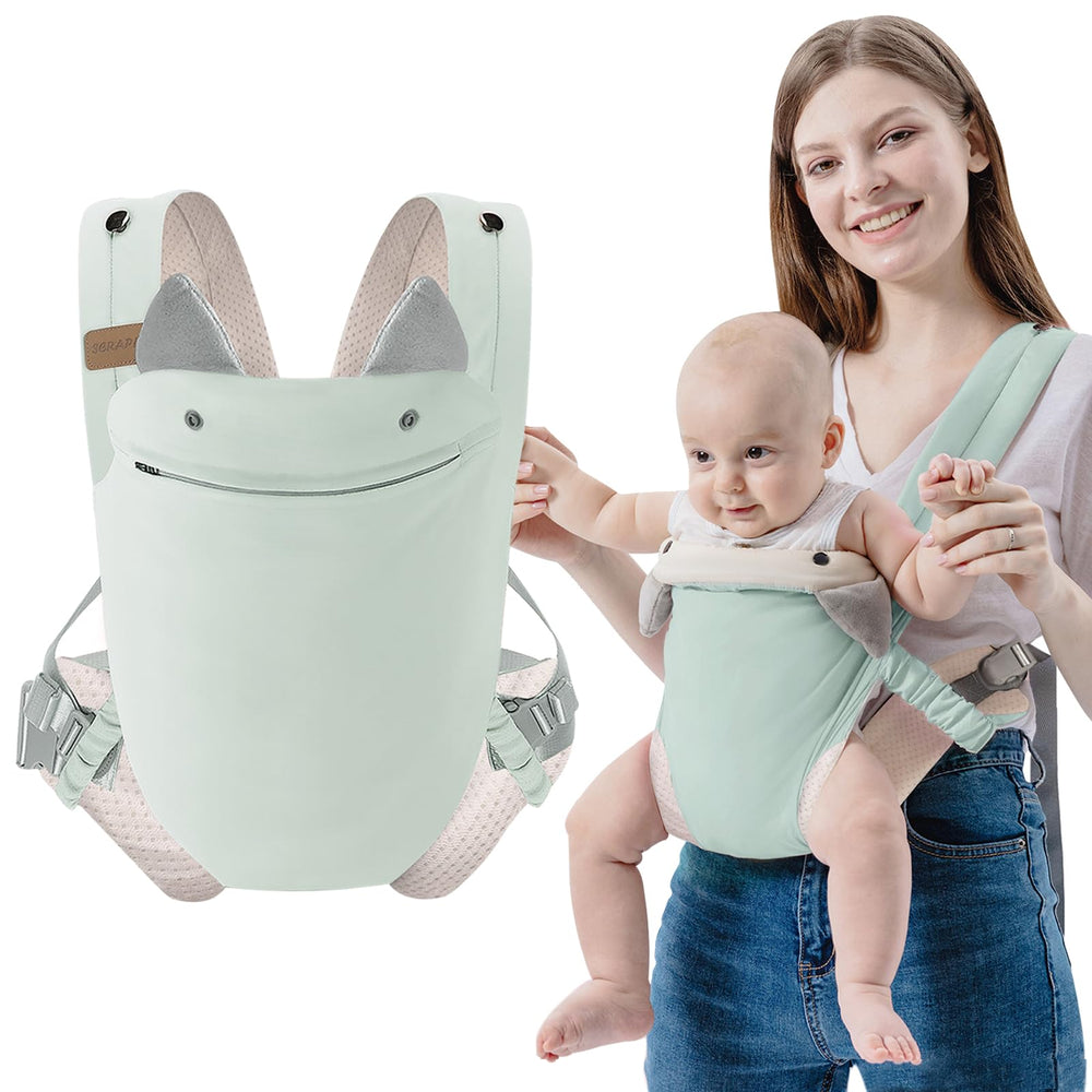 SERAPHY baby carrier front view with ergonomic design for daily wear.