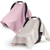 SERAPHY muslin car seat cover in pink flowers offering 360-degree protection and privacy