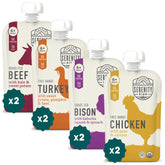 Serenity Kids 6+ months meat pouches front pack for on-the-go nutrition