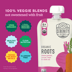 Serenity Kids allergen-free pouch offers clean, simple toddler snacking.