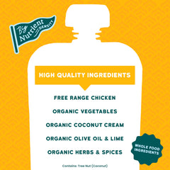 Ethically sourced Serenity Kids chicken in a coconut curry puree.