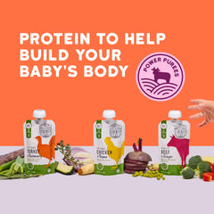 Close-up of organic veggies and beef emphasizes clean ingredients.