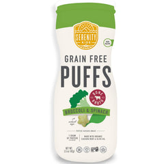 Serenity Kids broccoli and spinach puffs—savory, kid-friendly snack.