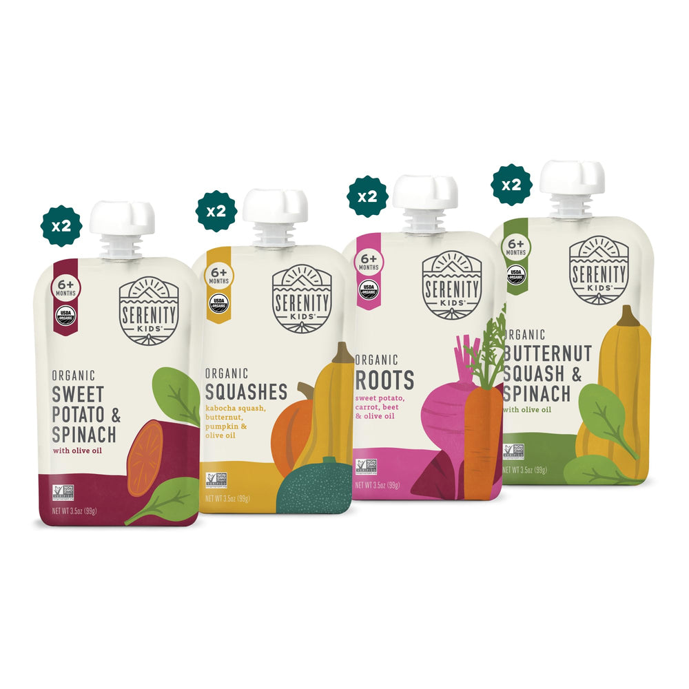 Serenity Kids veggie puree pouch on-the-go for easy toddler snacking
