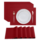 Servietto burgundy disposable placemats in 18x12 for elegant dining.