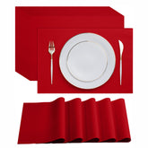 Servietto red paper placemats 18x12 provide a clean, stylish table setup
