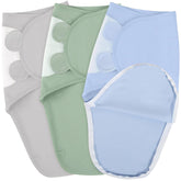 SEVDO 3-pack organic baby swaddles with hip-support for safe leg movement.