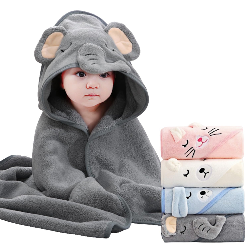 SEVDO baby hooded towel with soft plush fabric for gentle newborn drying.