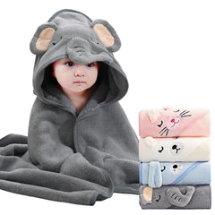 SEVDO baby hooded towel with soft plush fabric for gentle newborn drying.