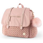 SEWBOO diaper bag backpack in black exterior with durable waterproof nylon for daily outings.