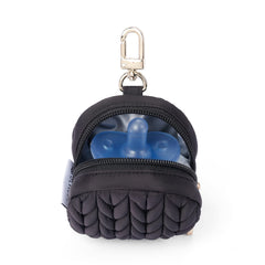 SEWBOO pacifier-holder-clip black bag attachment shows easy reattachment during outings