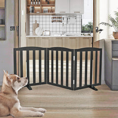 SFJC dog gate foldable setup offers quick freestanding use without screws.