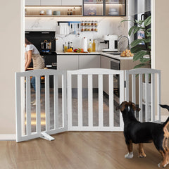 SFJC dog gate folded compact, easy storage and quick setup