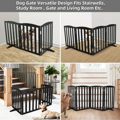 SFJC freestanding dog gate in indoor fence mode helps block access.