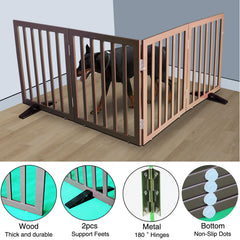 SFJC brown indoor gate with non-slip feet protects floors during pet activity.