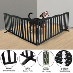 SFJC dog gate wooden black in stairs use helps block access safely.