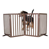 SFJC dog gate with four-panel open design secures wide doorways safely.