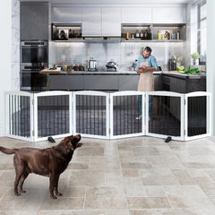 SFJC foldable dog gate in wide Z-shape for flexible room division.