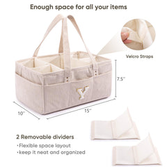 SFYBYHEART corduroy exterior diaper organizer offers durable, soft-touch storage.