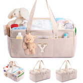 SFYBYHEART initial personalized diaper caddy with gold patch for stylish nursery organization.