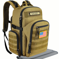 SHARKMOUTH military diaper bag front view for rugged outdoor parenting