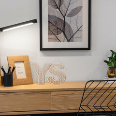 She Love wooden rattan letters 8-inch S nursery decor for cozy boho spaces.