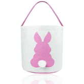 SHEHARUHI Easter Bunny Basket front view with pink print for Easter egg hunts