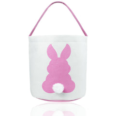 SHEHARUHI Easter Bunny Basket front view with pink print for Easter egg hunts