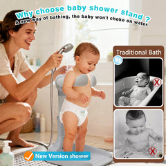 Shengkefty stand with anti-pinch armrests protects delicate skin during baths