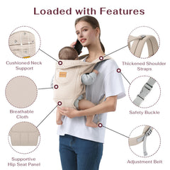Shiaon baby carrier beige made from all-season cotton for breathable comfort