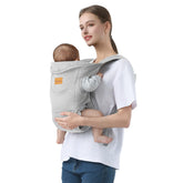 Shiaon baby carrier front view with ergonomic support for growing infants.