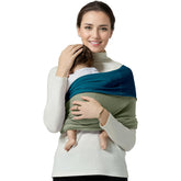 Shiaon baby wrap in blue-green fabric showcases lightweight comfort for everyday use.