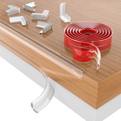 SHIISEWE Clear Corner Protector on table edge showing discreet protection and clarity.