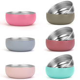ShineMe stainless-steel kids bowls with color sleeves provide durable, kid-friendly dining