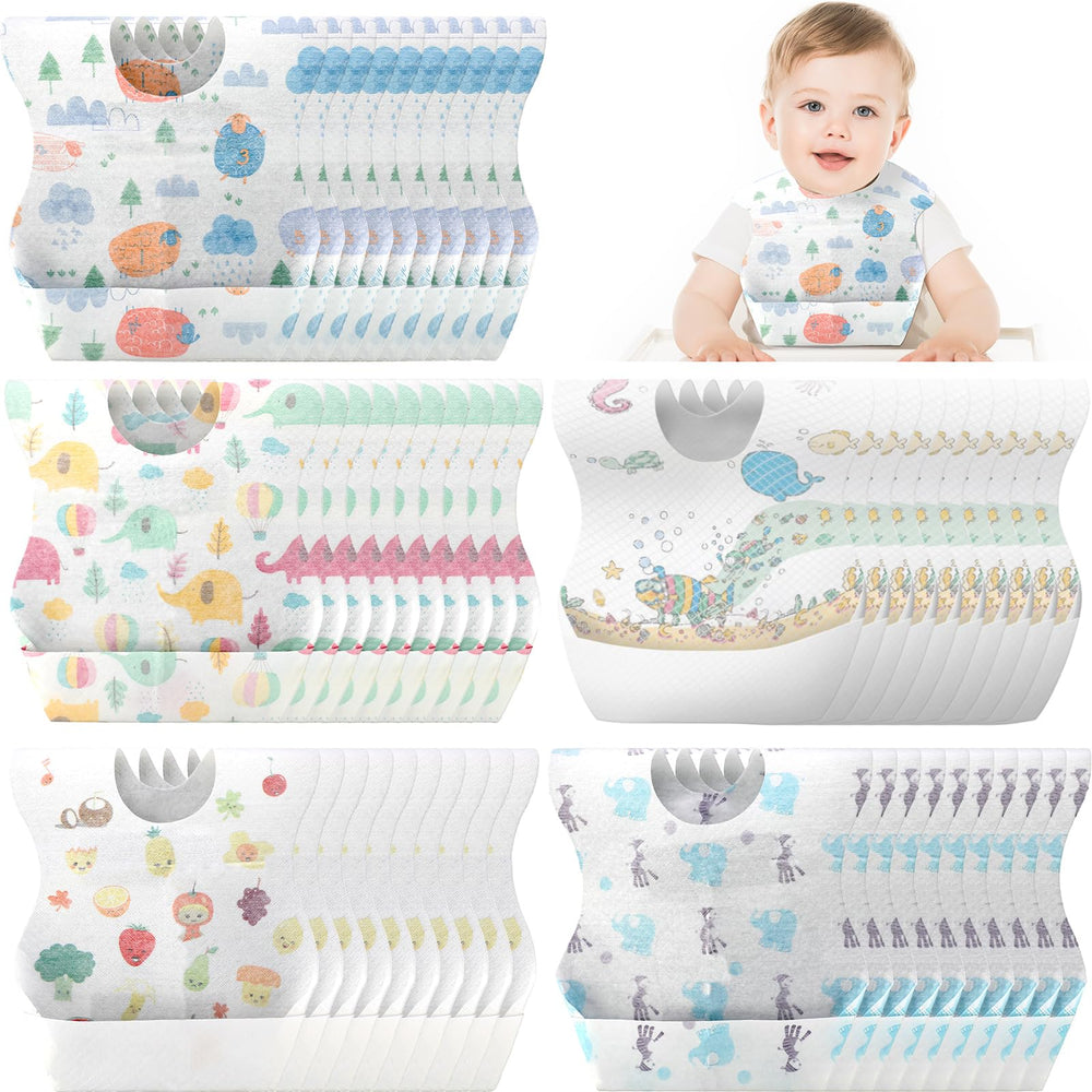 Shinymoon disposable baby bibs travel pack: convenient, mess-free meals on the go.