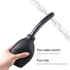Shishuyu enema bulb nozzle and cap for comfortable entry and secure assembly.