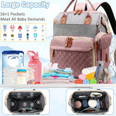 SHITIESHOU diaper bag backpack with 16-pocket layout supports organized baby items
