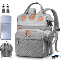 SHITIESHOU diaper bag backpack on shoulder displaying roomy layout for mom and baby.
