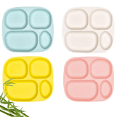 shopwithgreen bamboo divided plates front view highlighting kid-friendly, rounded edges for safe dining