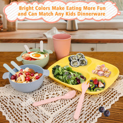 shopwithgreen bamboo toddler utensils rounded edges protect little mouths while eating.