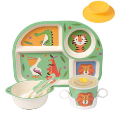 shopwithgreen kids dinnerware plate shows BPA-free bamboo fiber for safe mealtime