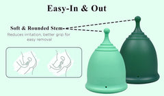 SHORDY small cup being inserted for smooth daily use