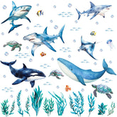 SHUCHING Ocean Shark wall decal adds playful shark detail to a kid's room.